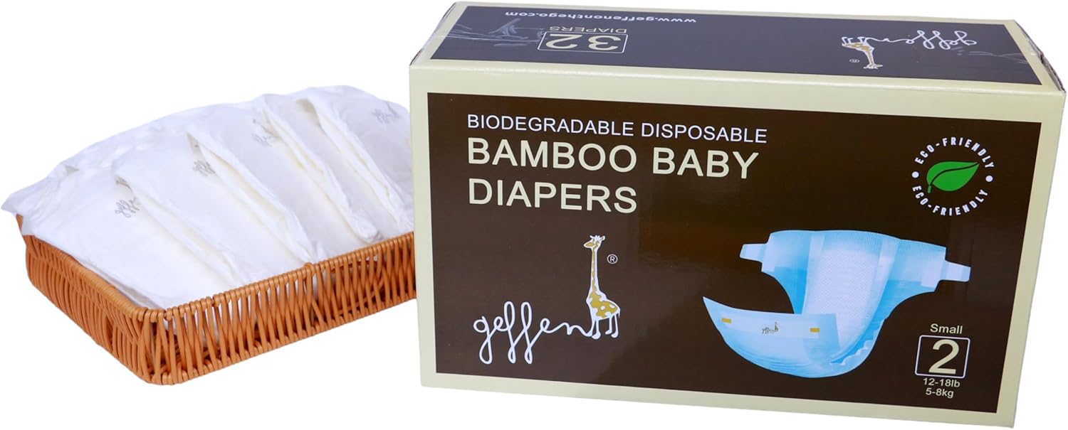 Geffen Baby - Biodegradable Bamboo Baby Diapers, Size 3, Master Box (4-Packs), 104 Total Pieces | Sustainable, Hypoallergenic, & Super Absorbent | Bamboo Viscose Fiber for Delicate Skin