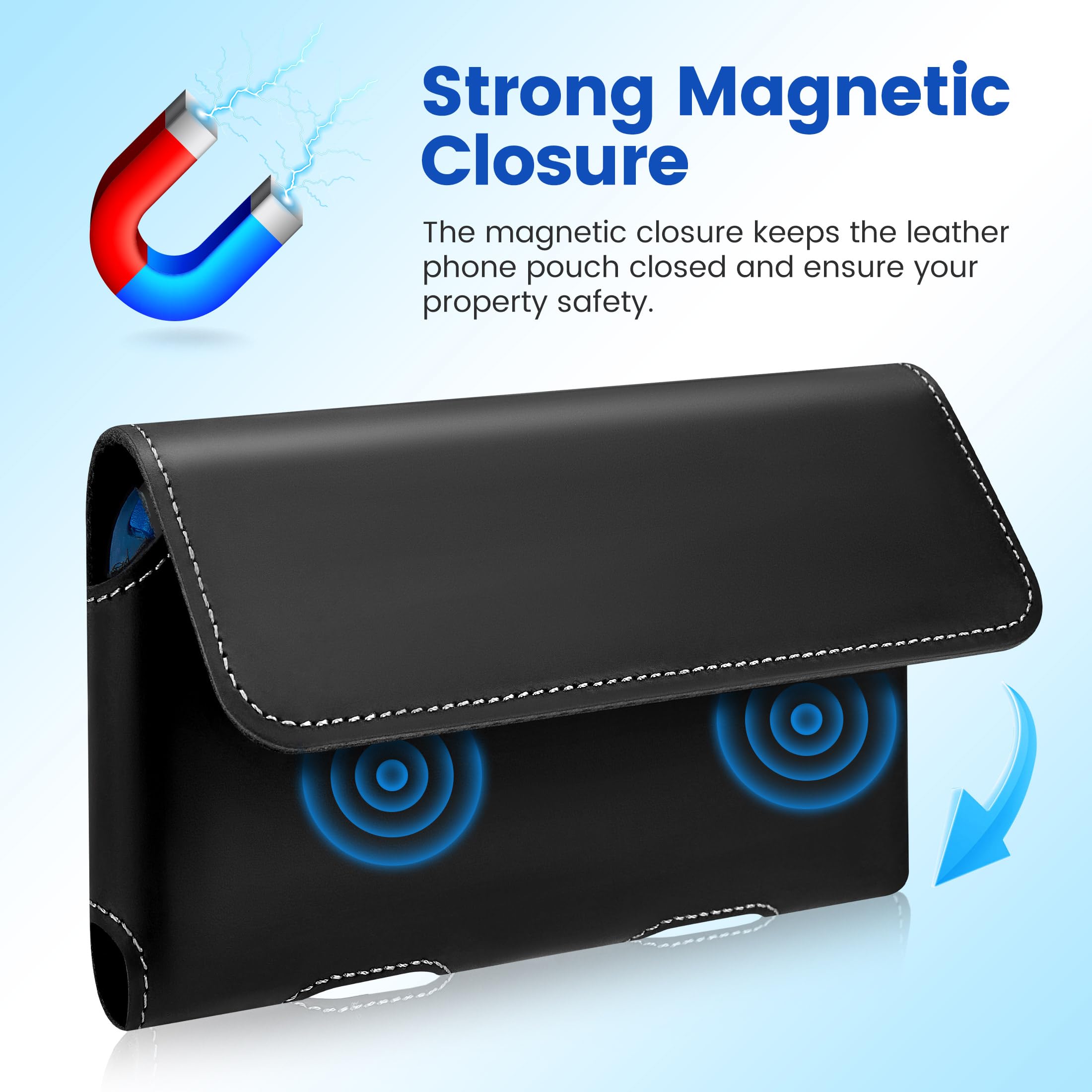 Gcepls Handy Gürteltasche Horizontal Echtleder mit Metallclip – Gürtel Holster für Herren – passend für iPhone 17 Pro Max, 17 Air,16 Pro Max, 15 Pro Max, 14 Pro Max, Samsung S25+/S24+/S23+ (Größe L)