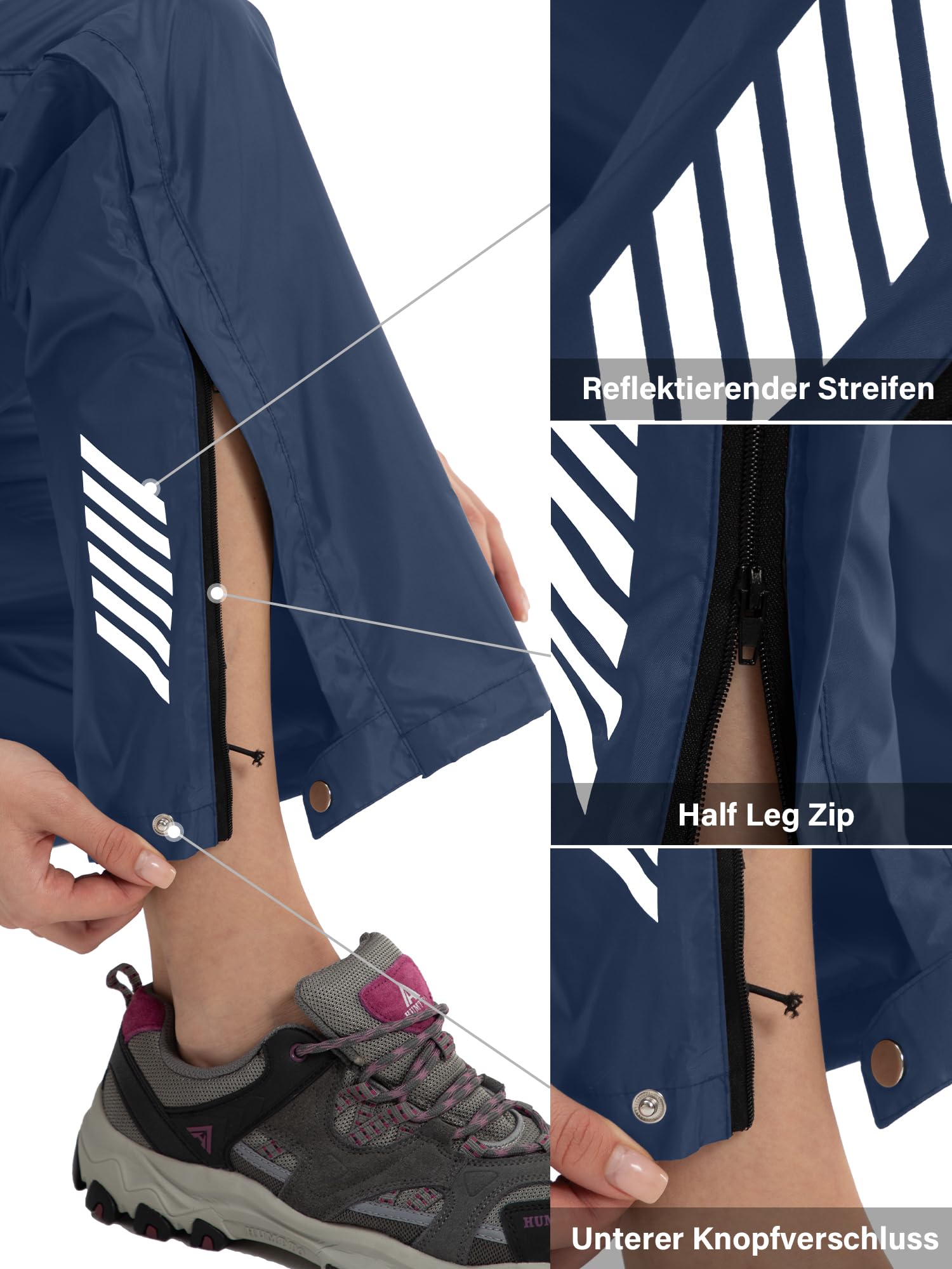 Pantalones de lluvia para mujer, impermeables, transpirables, ligeros, para bicicleta, cortavientos, senderismo, trekking, trabajo