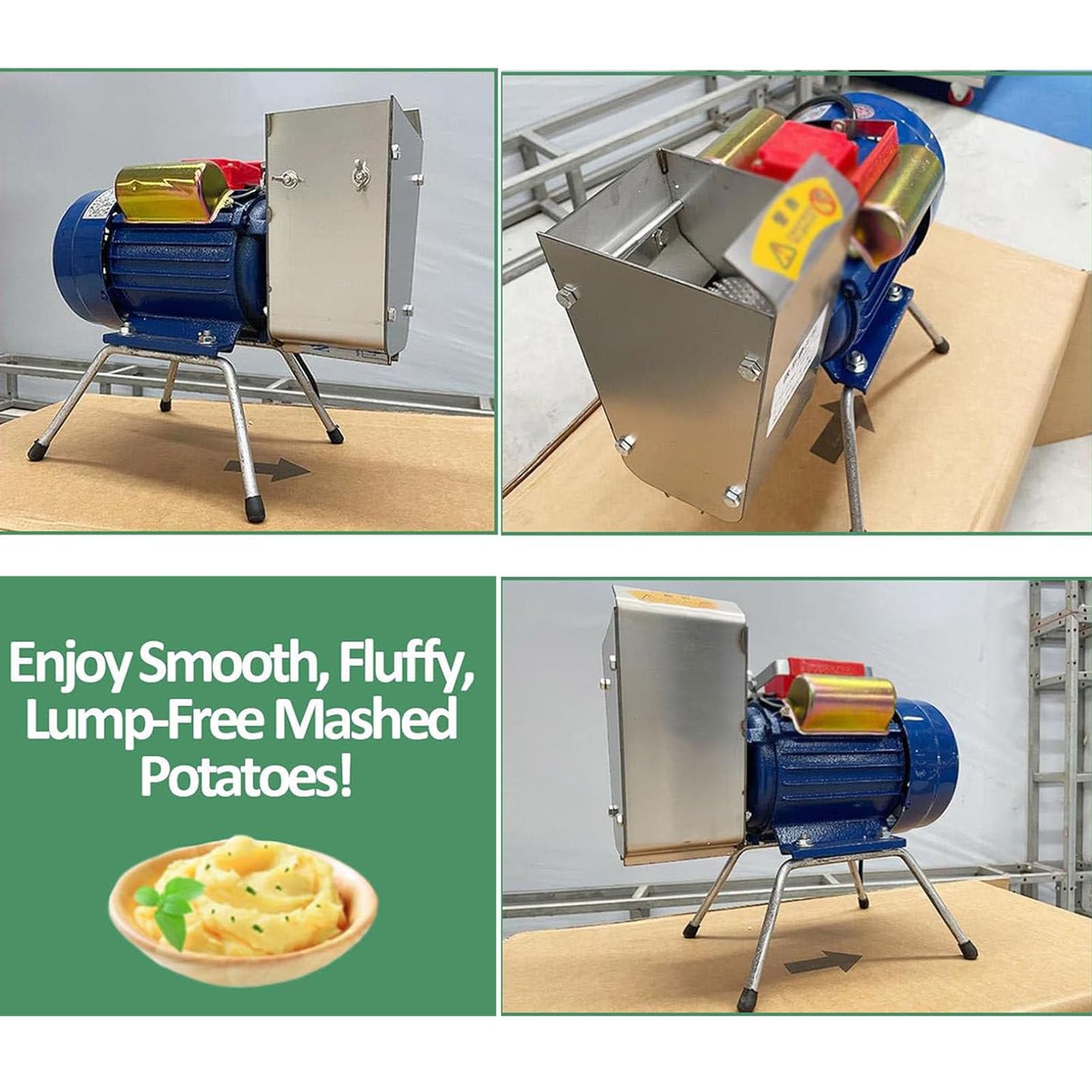 Elektrischer Kartoffelstampfer, 750 W kommerzieller Edelstahl-Kartoffelstampfer mit Mahlwelle und Getriebe, angenehmer Geschmack, 20-30 kg/h, für Heimgebrauch, Hotelgebrauch