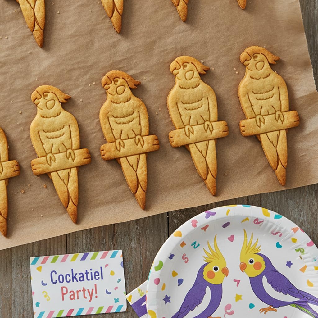 BAKERLOGY Set of 2 Cockatiel Cookie Cutters - Detailed Biscuit Cutter Design for Baking and Crafts, ideal on fondant, dough, clay