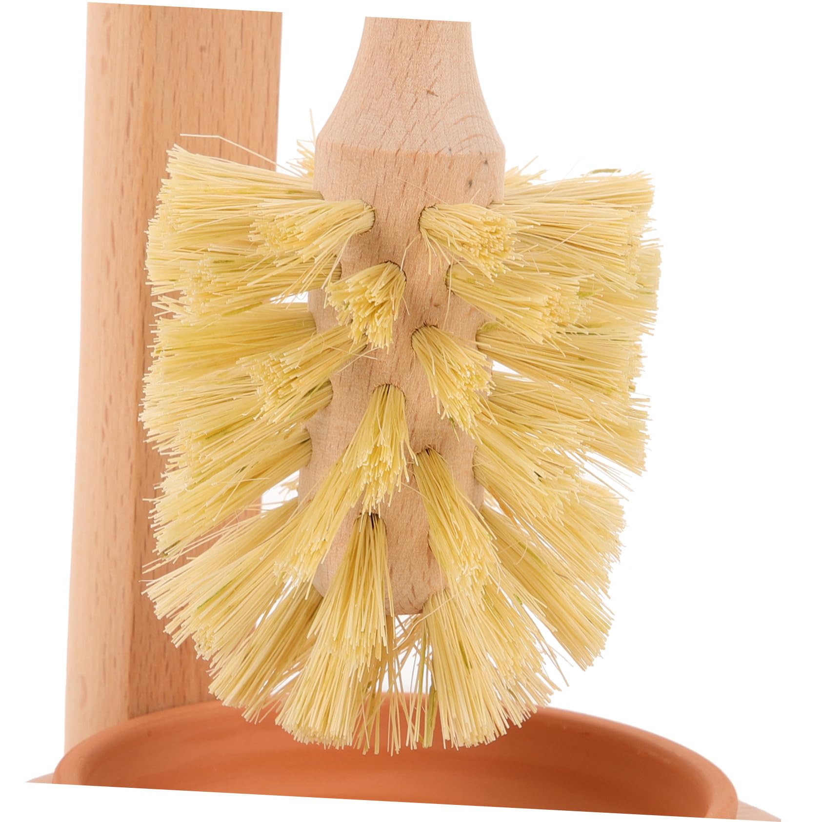 Gatuida Cepillo De Inodoro con Soporte De Base De Cerámica y Madera De Haya De Yute, Juego De 1 Unidad, Accesorio De Baño Ergonómico para Limpieza Eficaz Hogares y Locales Públicos