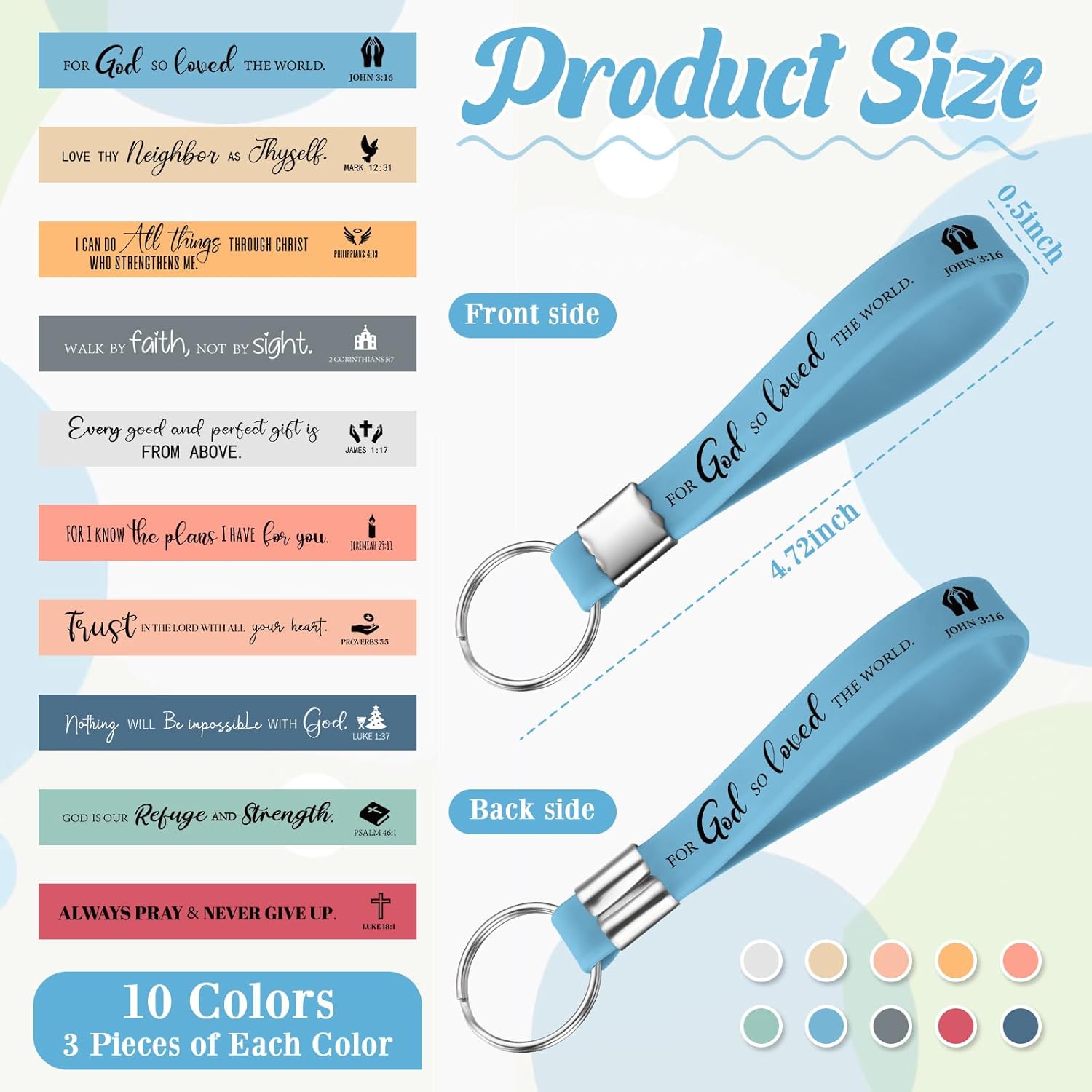 30 Pcs Christian Keychains Bulk Inspirational Bible Keychains Gift for Church Party Favors - Image 2