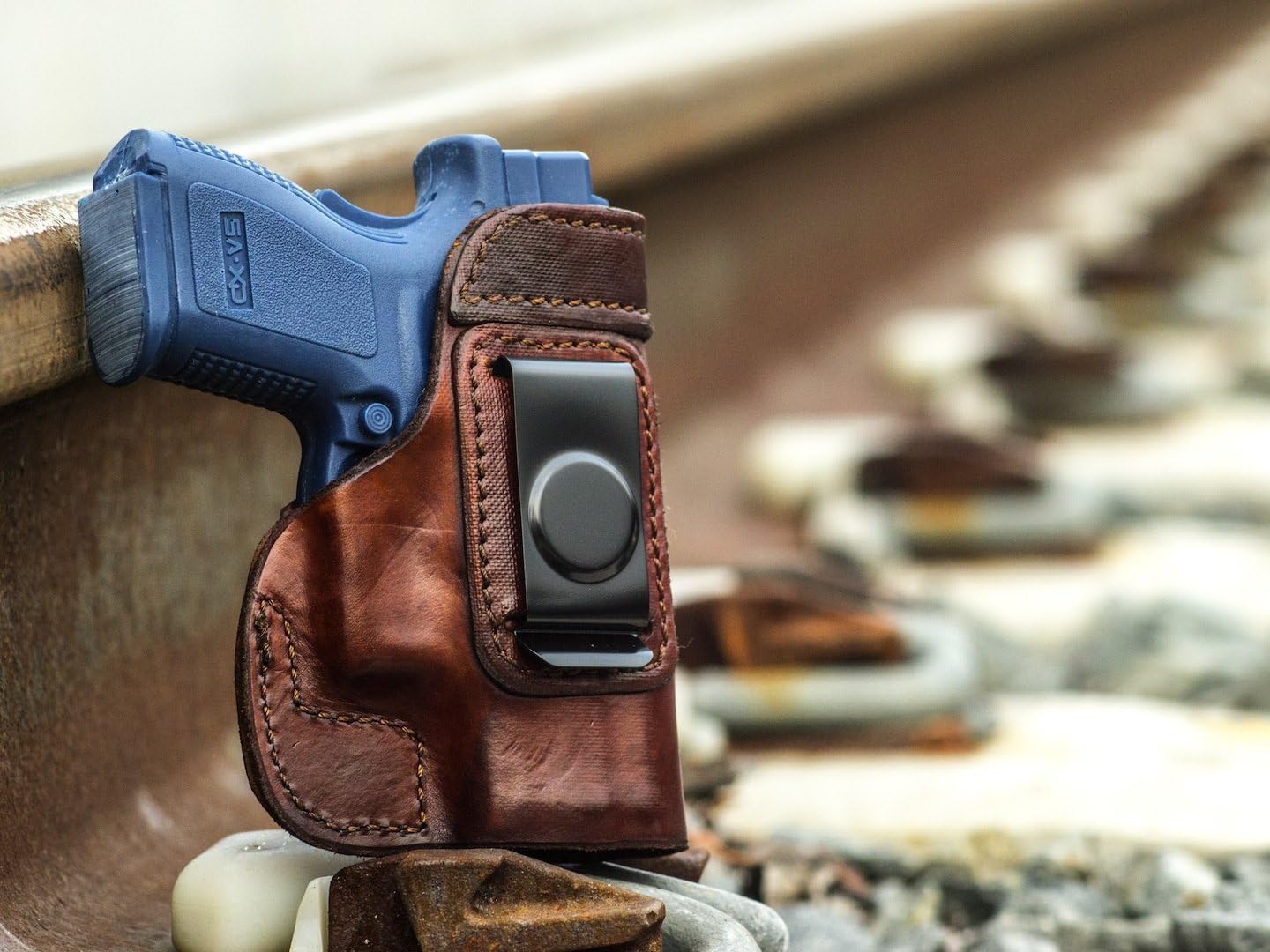 OUTBAGS USA LS2P2K (Brown-Right) Full Grain Heavy Leather IWB Conceal Carry Gun Holster for Heckler & Koch H&K P2000. Handcrafted in USA.