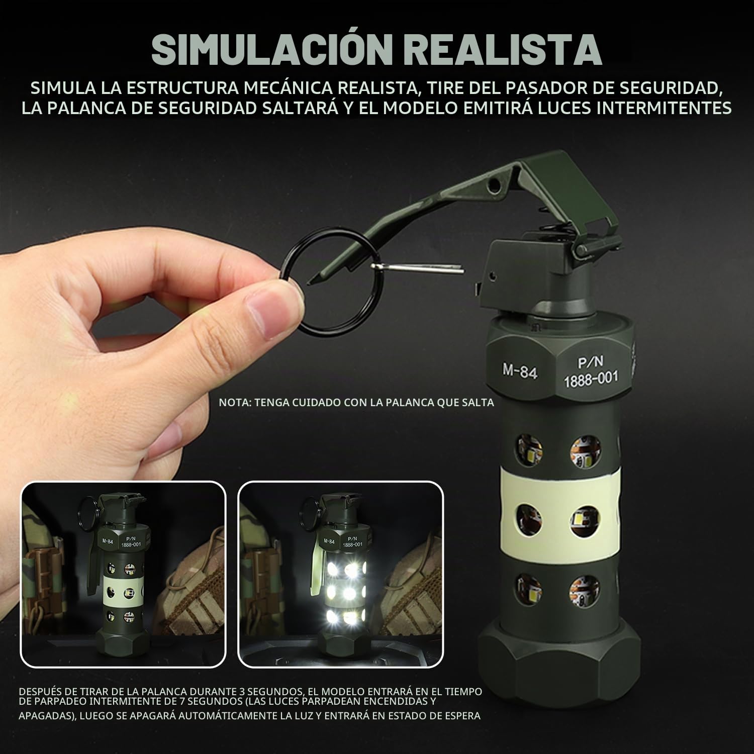 Airsoft Flashbang Modelo táctico granada de mano juguete al aire libre camping luz de emergencia para paintball combate CS juego de batalla militar cosplay utilería entrenamiento de campo