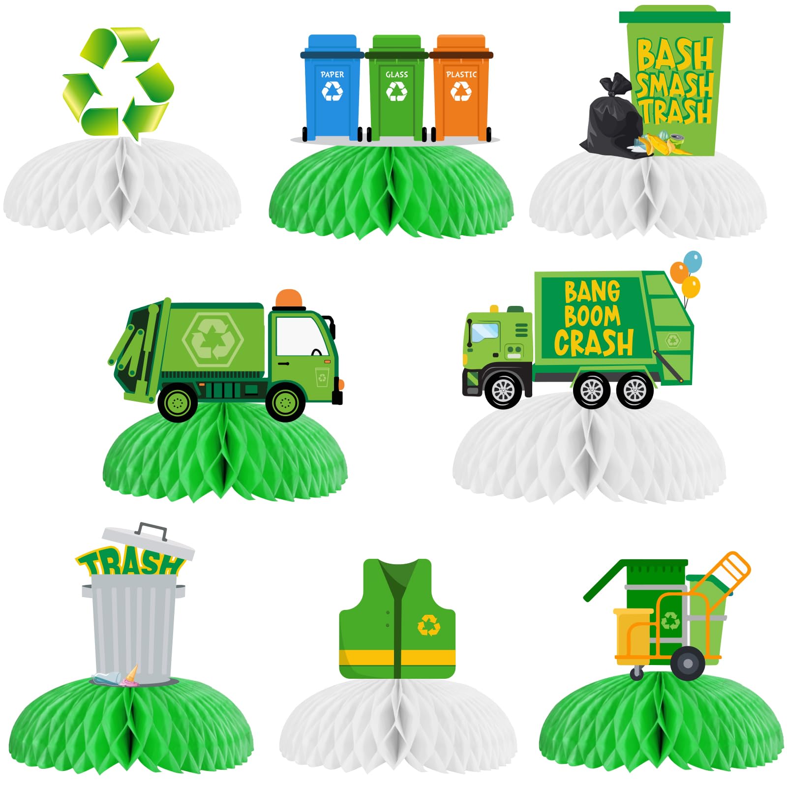 Centrotavola A Nido D'Ape Tema Trattore - Set Da 6 Per Feste Compleanno Baby Shower