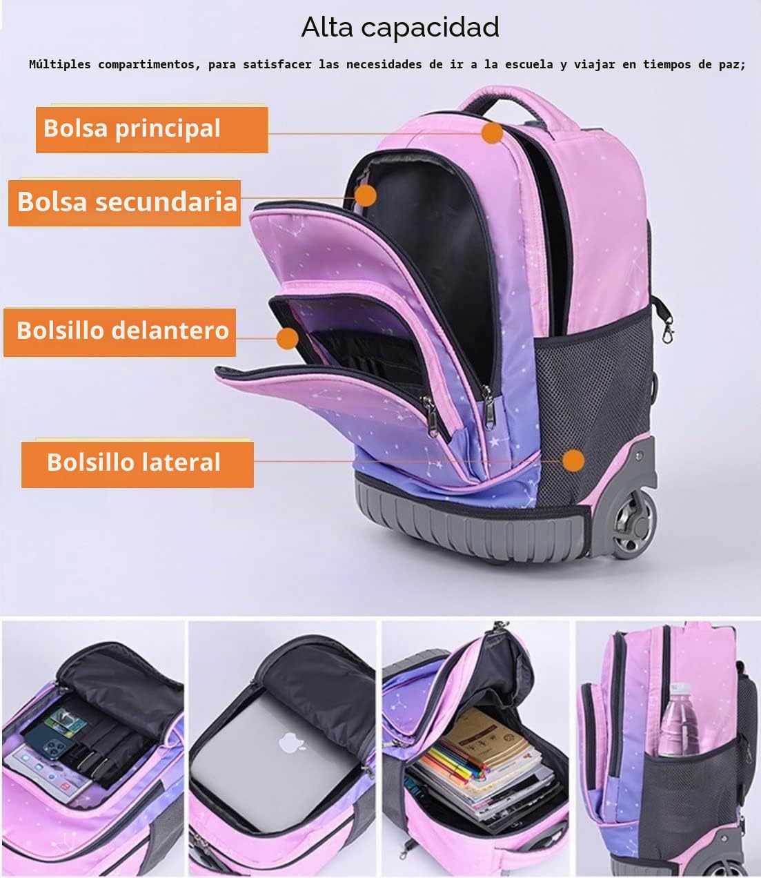 Bolsas Escolares Mochilas Escolares con Ruedas, Mochila Trolley Mochila Ruedas Equipaje Infantil niños Cabina de Equipaje Maleta Trolley para Niñas y Niños