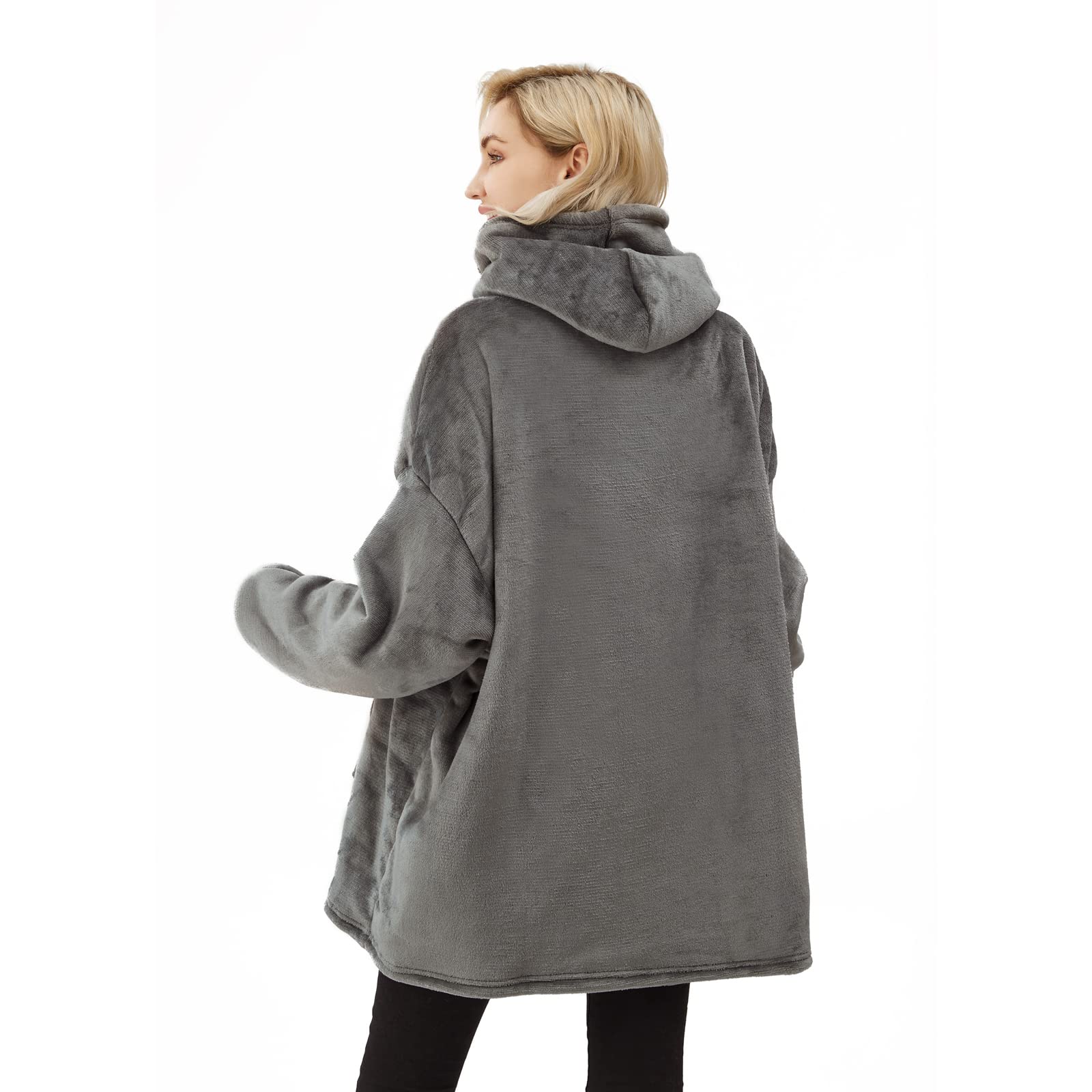 Ruiuzioong Oversized hoodie, sweatshirtdeken, superzachte warme comfortabele deken voor vrouwen, mannen, volwassenen met grote pocke (panda-extra lang