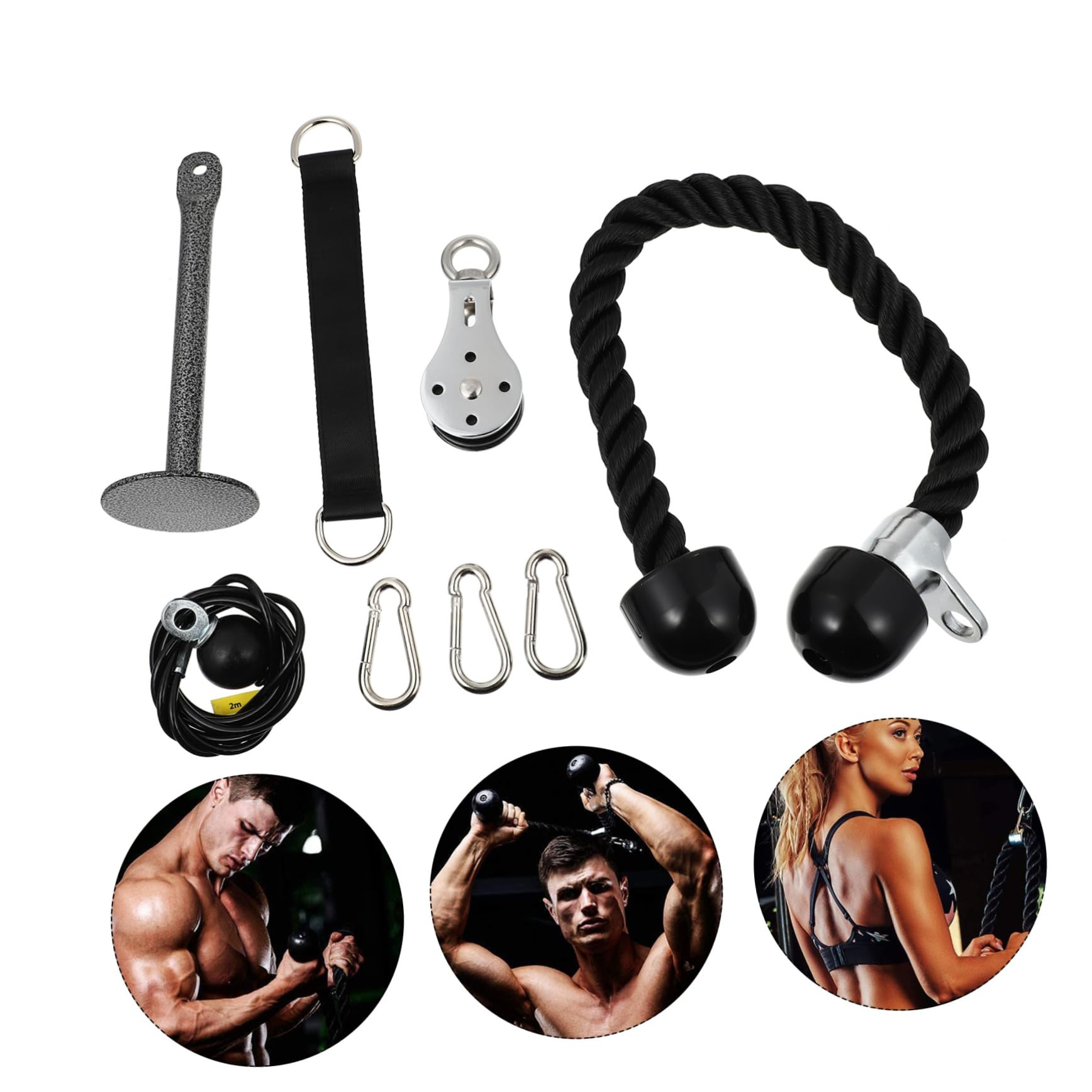 KOMBIUDA 1set Attrezzature per Allenamento Puleggia per Allenare Braccia e Schiena Facile Installare e Utilizzare Alta e Durata Accessorio per Palestra per Fitness e Riabilitazione