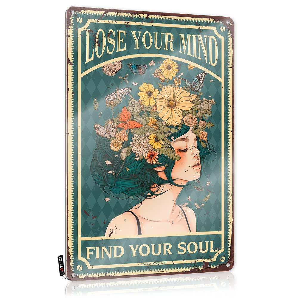 Funny Home Bar Signs Lose Your Mind Find Soul Tin Sign Signs Vintage Funnyboho Home Decoraesthetic Bathroom Decormens Office Decor(30X40CM)
