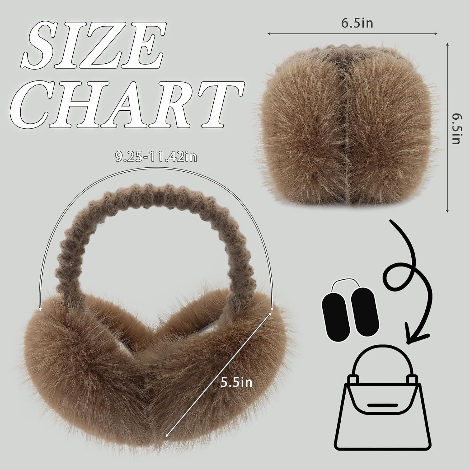 Winter Ear Muffs Women Foldable Faux Fur Earmuffs Knitted Headband Ear Warmer Outdoor Ear Cover For Girls - Image 5