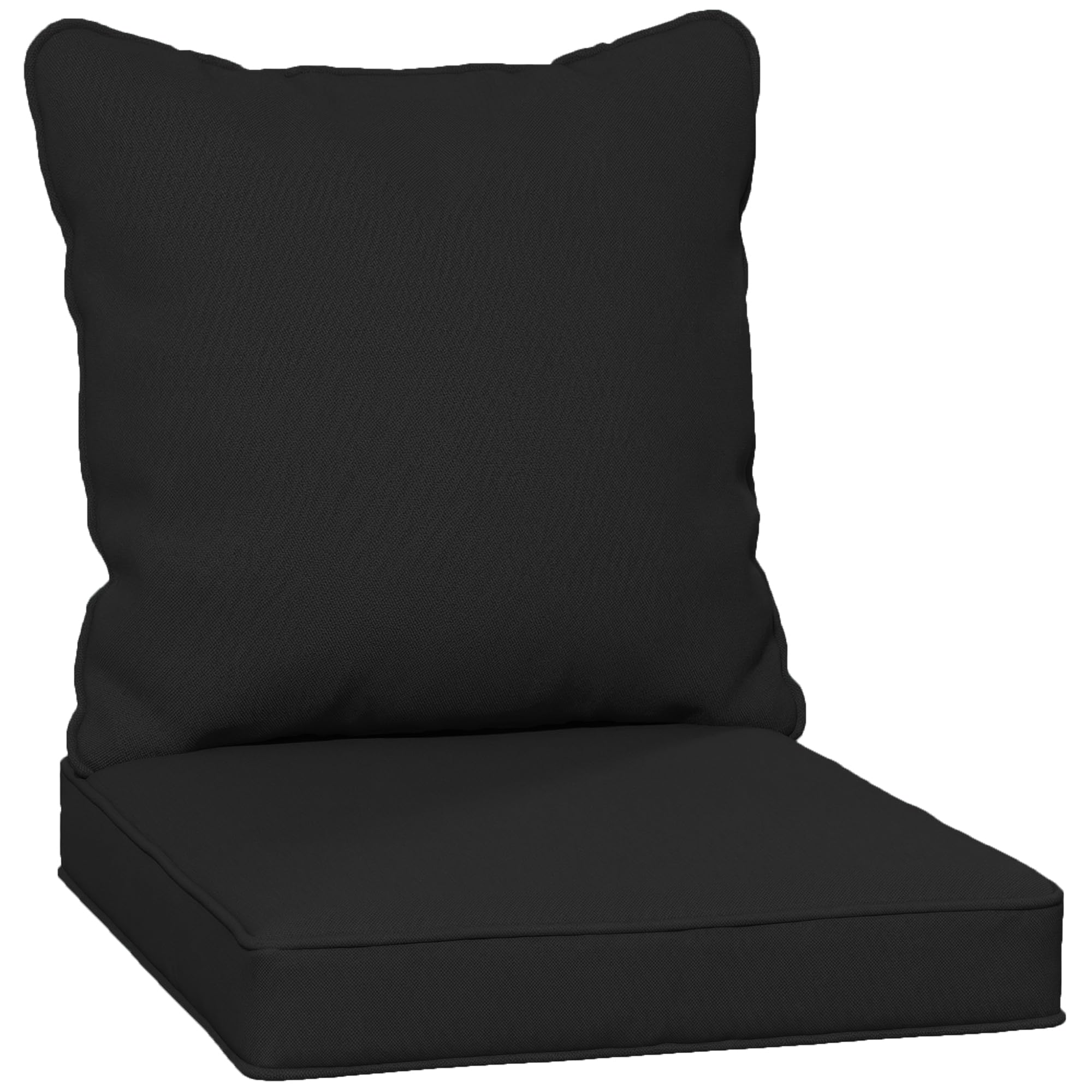 Rackhams Black Garden Chair Cushion With Seat & Back Pad, Cushion Only - Polyester - Modern