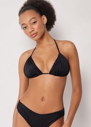 CALZEDONIA Woman's Triangle Swimsuit Top Shiny Satin