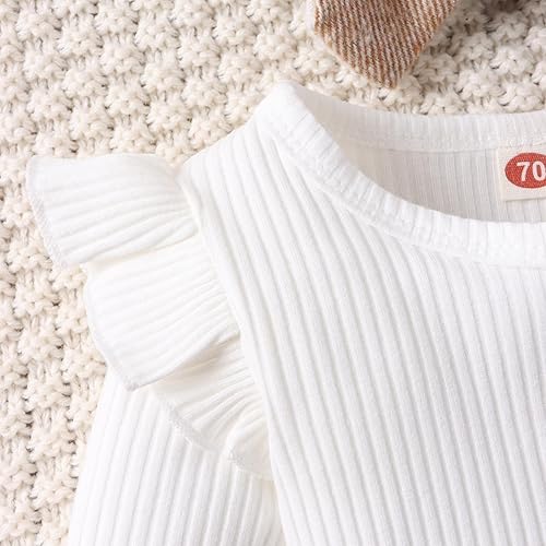 Miniatura 2 de Kupretty Ropa de otoño para bebé recién nacida, con volantes, manga larga, acanalado, con tirantes, diadema, traje de invierno