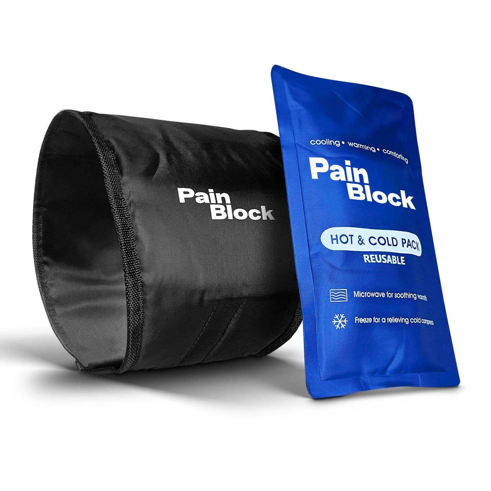 Pain BlockThermal Focus Hot & Cold Wrap Universal Re-Usable Ice Pack Therapy Compress Gel Pack Kit | Targeted Pain Relief | Ideal for Sprains, Strains, Muscle + Joint Pain (2 Piece Kit)