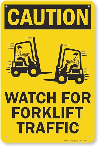 SmartSign Letrero de "Precaución - Reloj para el tráfico de carretillas elevadoras" Aluminio de 12 x 18 pulgadas - S2-0594-AL-12x18