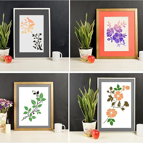 Miniatura 7 de 16 plantillas de flores silvestres reutilizables para manualidades, pequeñas plantillas de pintura para pintar sobre madera, manualidades, álbumes