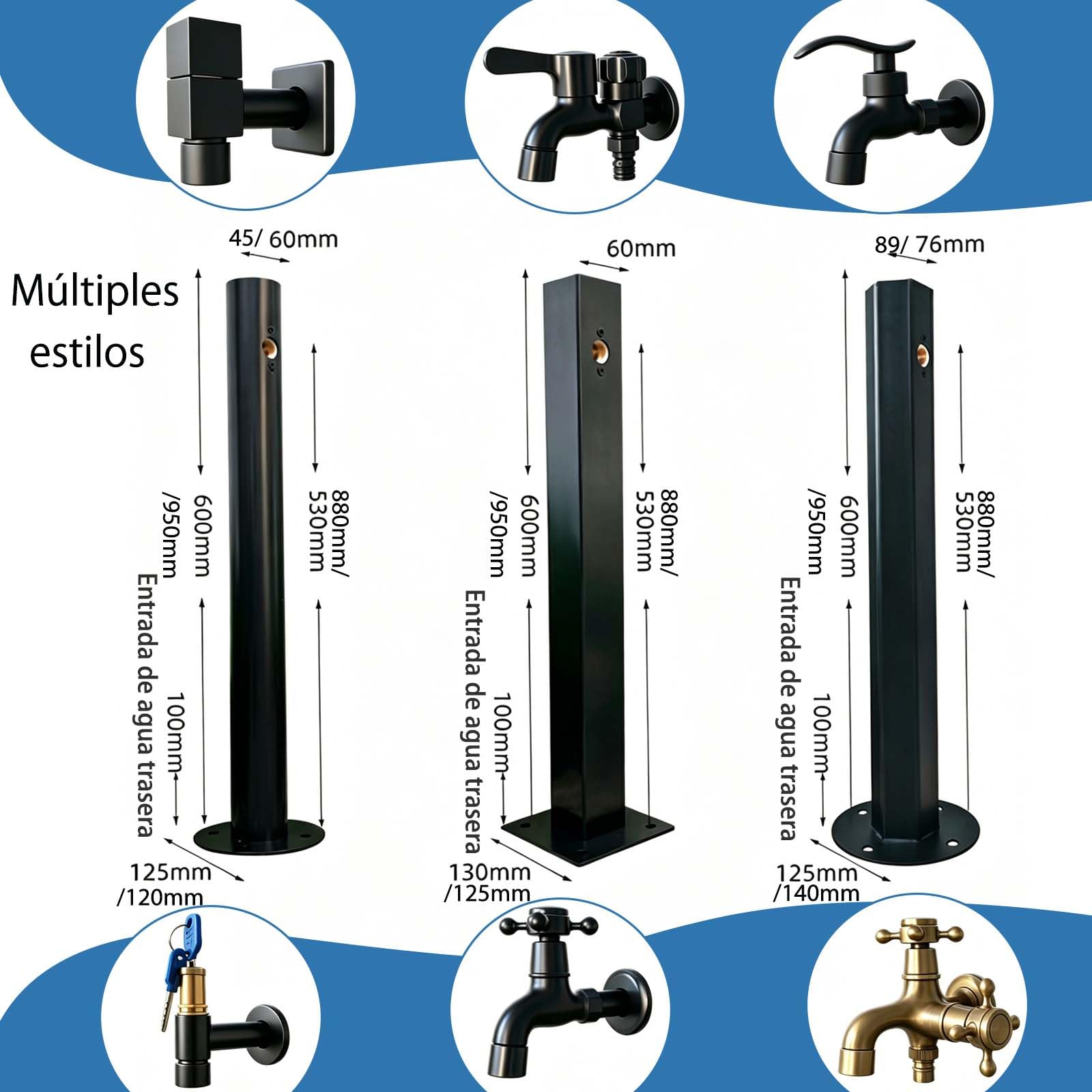 Columna De Agua De Jardín Con Grifo,Grifo De Columna Exterior,Fuente Jardin Exterior, Resistente A Heladas, Fuente Decorativa Y Dispensador De Agua,Para Jardín, Patio Y Riego De Césped