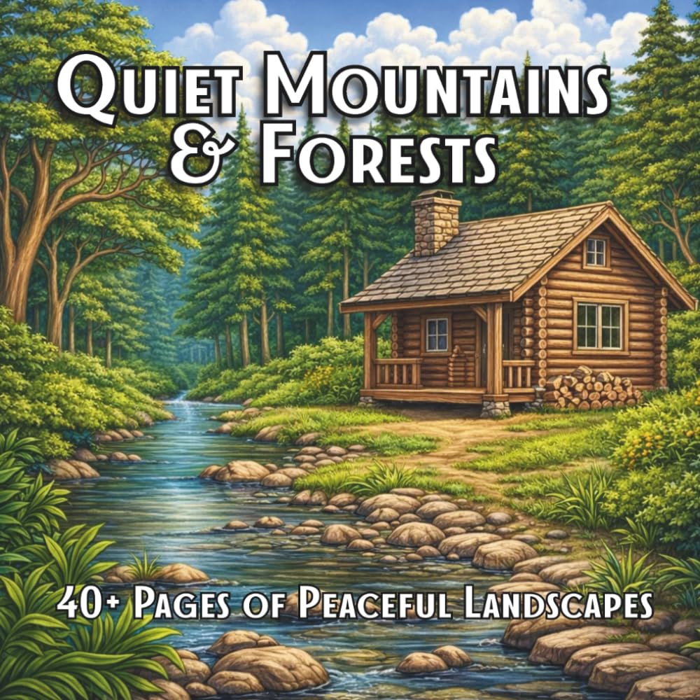 Quiet Mountains & Forests: A Relaxing Landscape Coloring Book for Calm, Focus, and Stress Relief