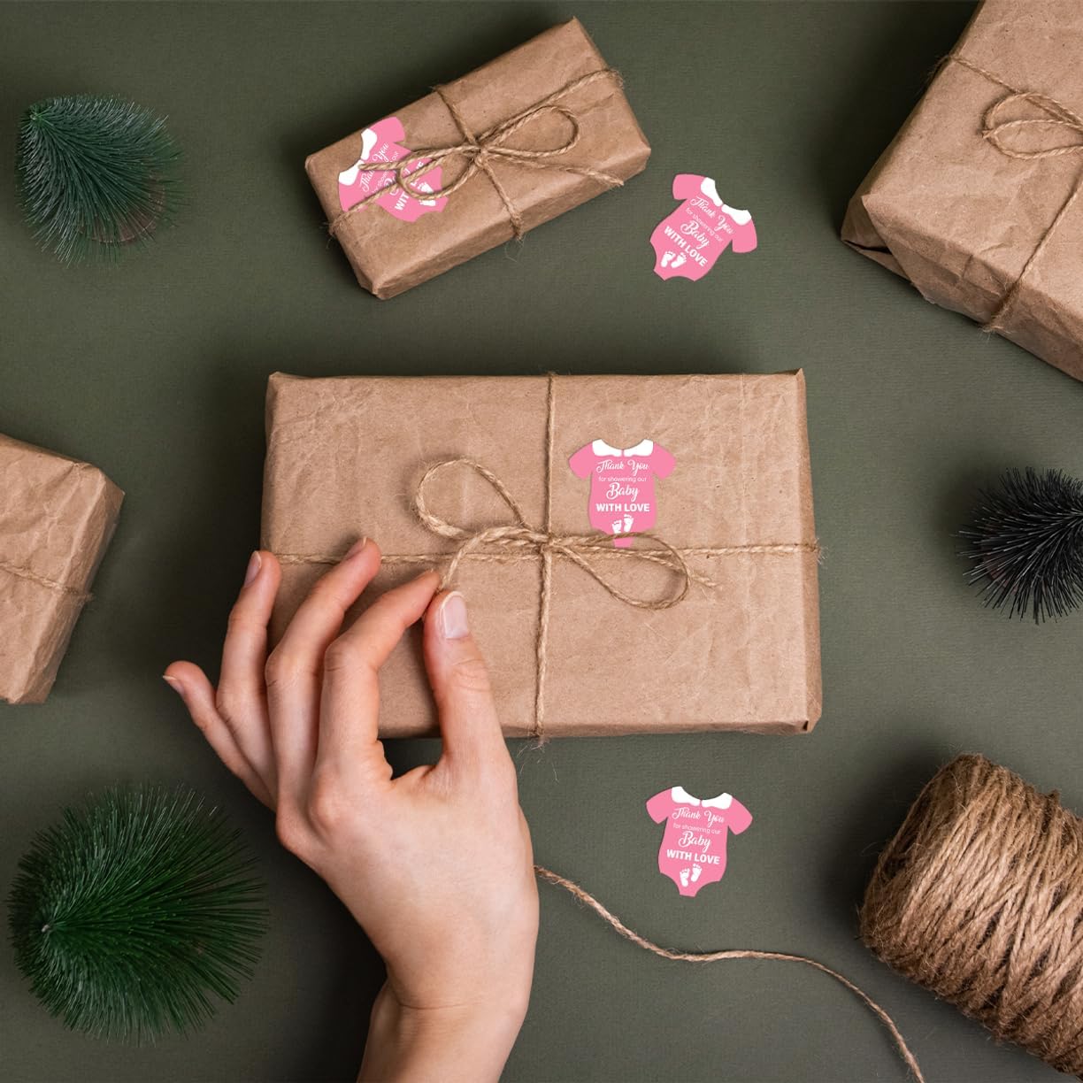 Baby Shower Girl Stickers Cute Thank You Labels for Favors and Decorations Elephant Cow Bear Theme Party Supplies 45Pcs Vinyl Car Motorcycle Bike Bumper Laptop - Image 6