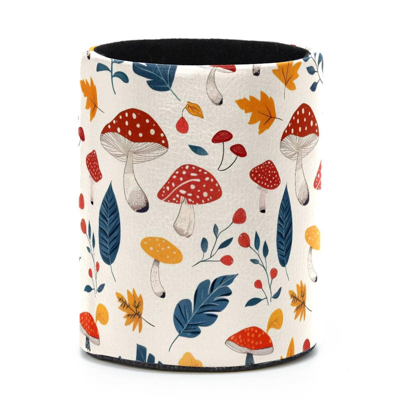 VAPOKF Round Pencil Holders for Desk, Mushroom and Leaves Pen Holders Pen Pot Makeup Brushes Storage Desktop Stationery Supplies Organiser for Home Office