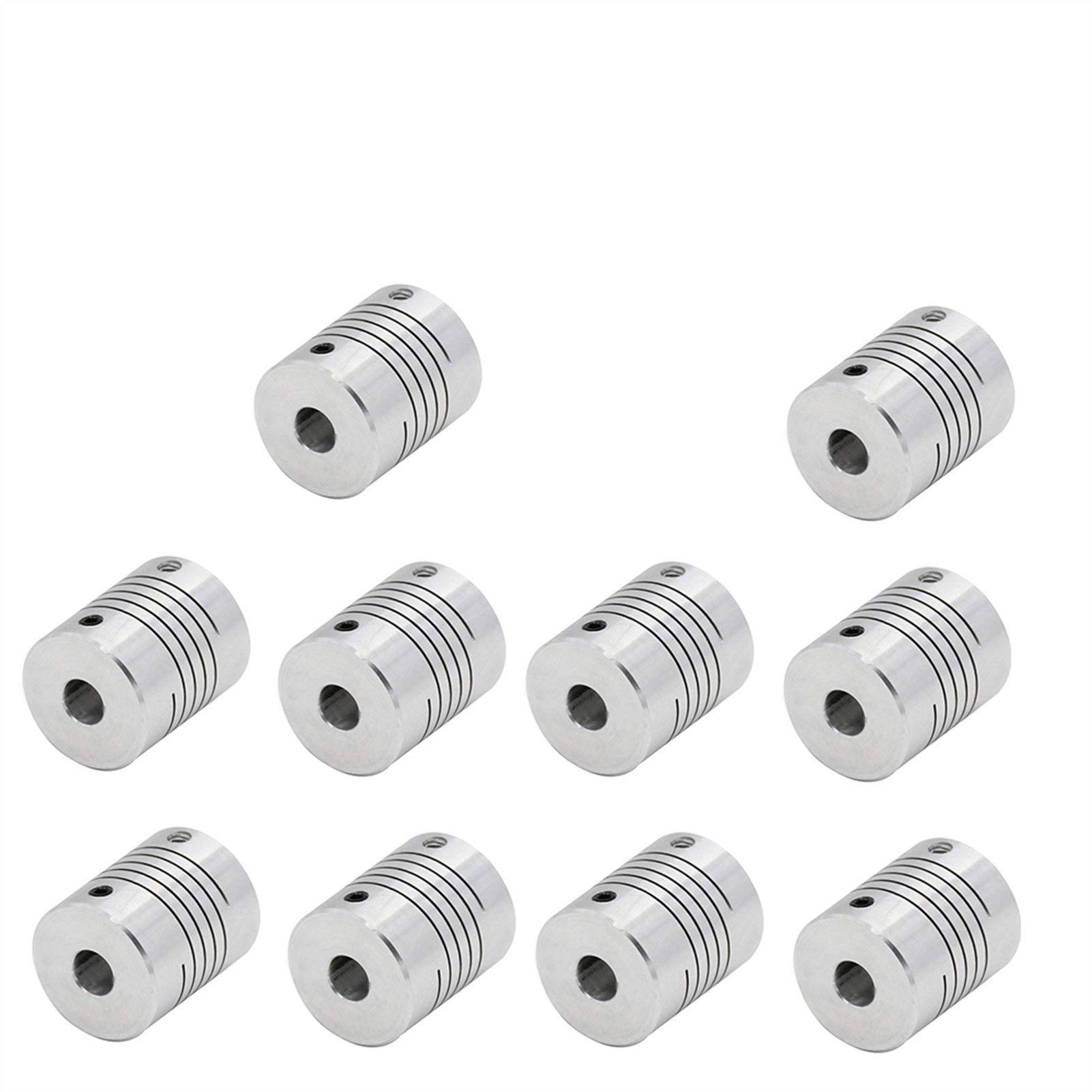 TEYWET Coupler 10PCS for CNC Motor Jaw Shaft Coupler D19xL25mm Flexible Coupling Aluminium Metal (Inner Diameter : 5x6)
