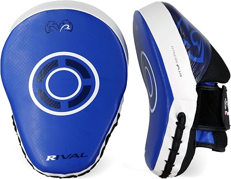 RIVAL Boxing RPM7 Fitness Plus Punch Mitts - Curved Striking Surface, Hook and Loop Wrist, Ergonomic Fit, and Padded Finger Protector