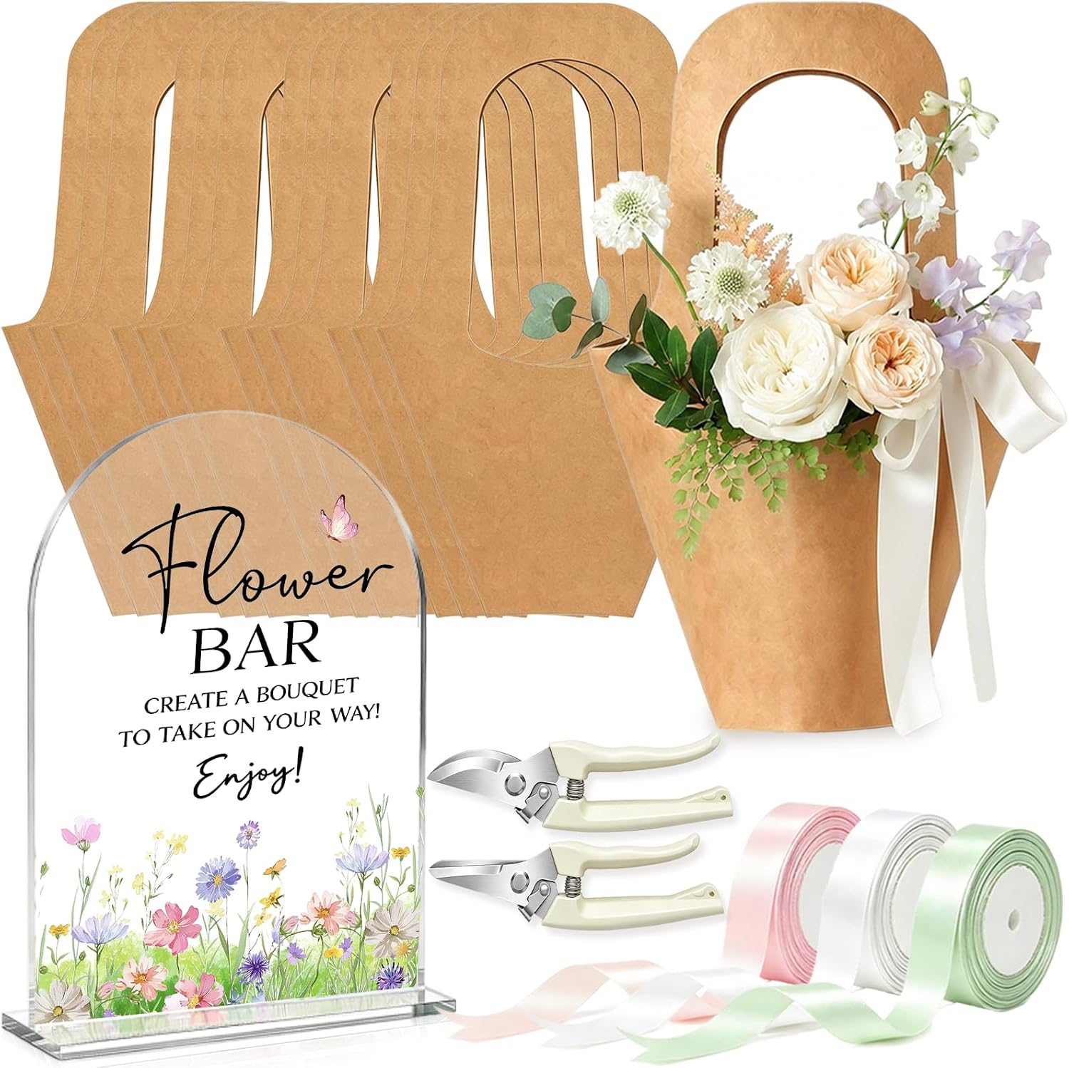 106 Pcs Flower Bar Kit with 100 Wrapping Bags for Wedding & Bridal Shower