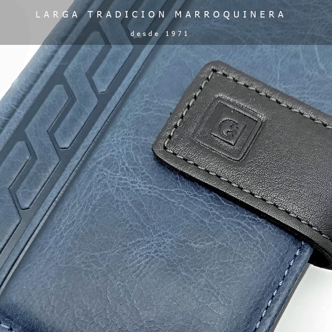 Cartera de Mujer en Piel Pequeña - Hecho a Mano - RFID - 39272 Azul