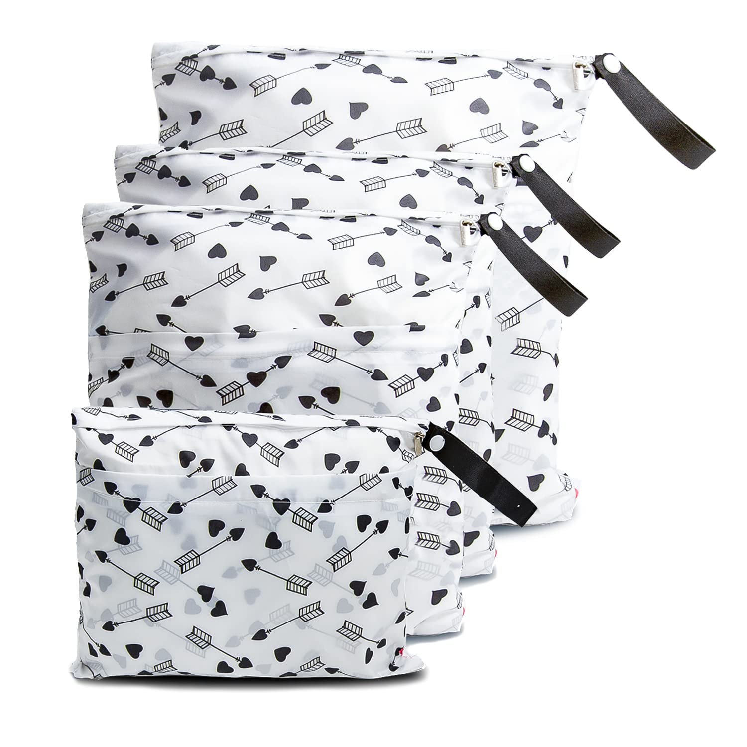 Joyo roy Wet Bag wasserdichte Windeltasche für unterwegs Nassbeutel Kindergarten Wetbag Wäschebeutel Kita Wetbag Stoffwindeln Wäschebeutel Kindergarten Wasserdicht Windeltasche für Baby 4 Set