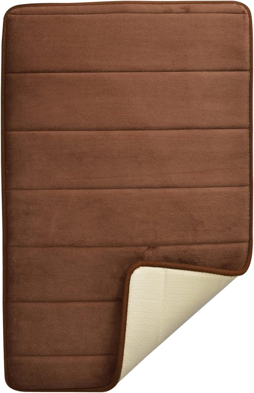 BEAR GRIPS Memory Foam Bathroom Door Mat 70 cm X 45 cm, Non-Slip, Anti Skid, Ultra Soft, Super Water Absorption, Thick and Easy to Dry (Color: Coffee)