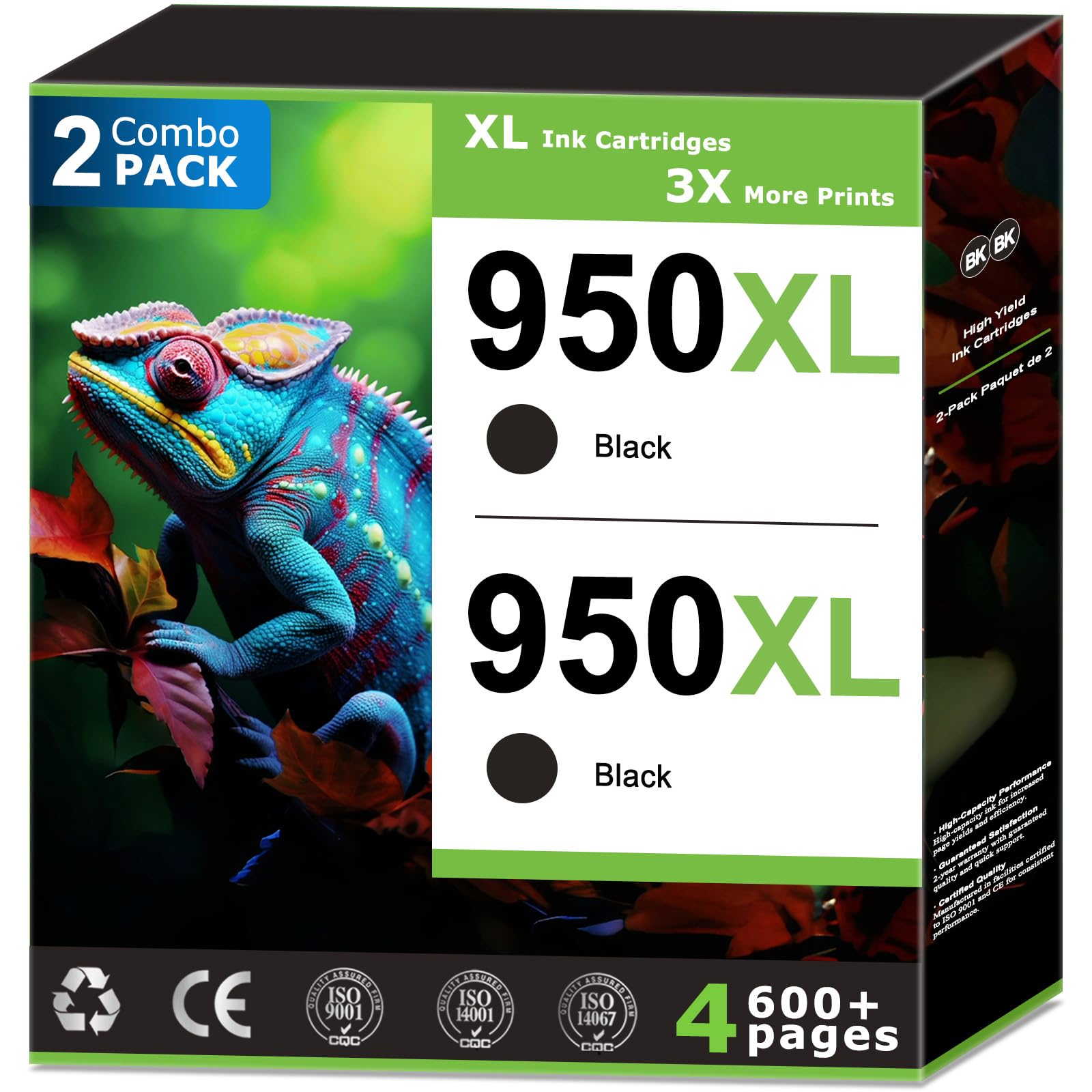 Photo 1 of *** ONLY 1 *** 950XL Black Ink Cartridges Replacement for HP 950 ink Cartridges Combo Pack Compatible with HP Printer OfficeJet Pro 8100 8600 8610 8615 8620 8625 251dw 271dw Printer (2 Pack) High Yield With V17.2.1