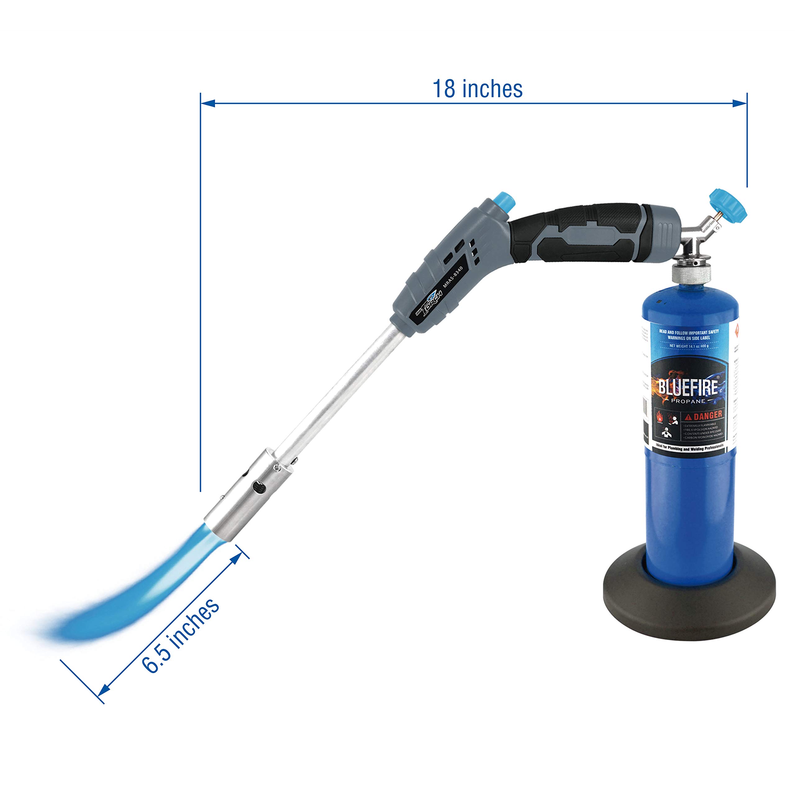 Soplete Para Encender Carbón BLUEFIRE MRAS-8340A - Parrilla De Propano 18 Pulgadas, Acero Inoxidable