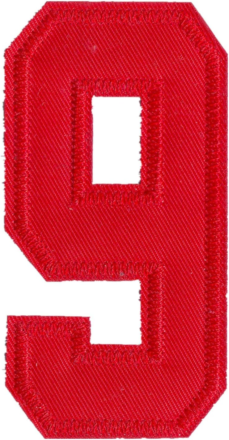 3 Inch Red Number Patch 0 Iron On Jersey T-Shirt Jacket Jeans Patches Embroidered Handmade Craft DIY Accessory Patch 9