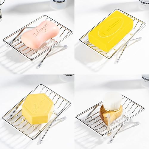 Miniatura 5 de YQh 2 Pack Soap Dish, Stainless Steel Shower Soap Holder, Soap Tray, Soap Cure Rack, Sponge Rack, Self-Drain, Ventilation, Suitable for Bathroom,