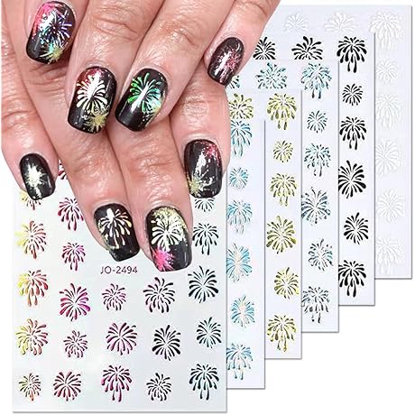 Colorful New Year Nail Charms: Captivating Pyrotechnic Patterns for Alluring Manicures