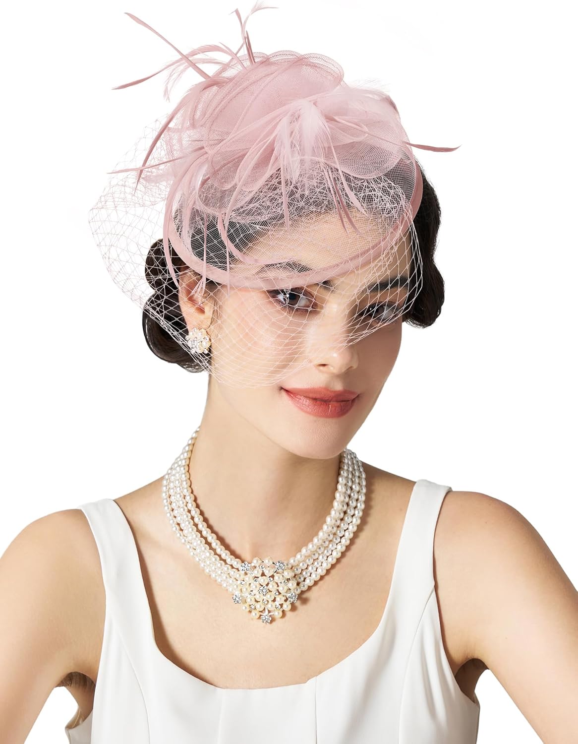 SWEETV Fascinators Hats for Women, Tulle Flower Tea Party Hats for Kentucky Derby, Cocktail, Wedding, Fancy Party