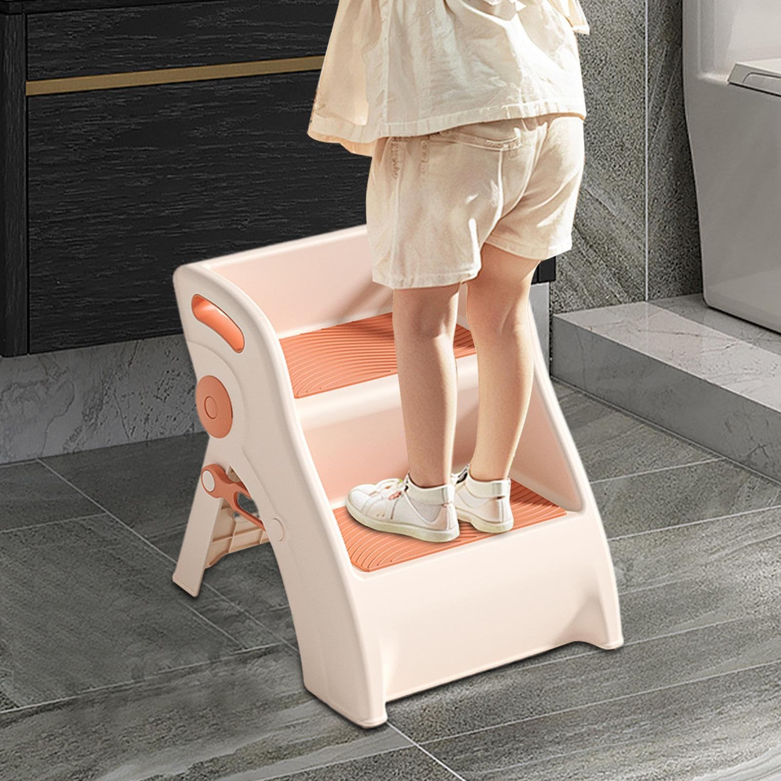 Kinderschritthocker, Kinder Badezimmer Stufe Stuhl Faltbar 2 Stufenhocker | Anti-Rutsch-Leiter, leichtes Werkzeug für Toilettenköpfchen-Training