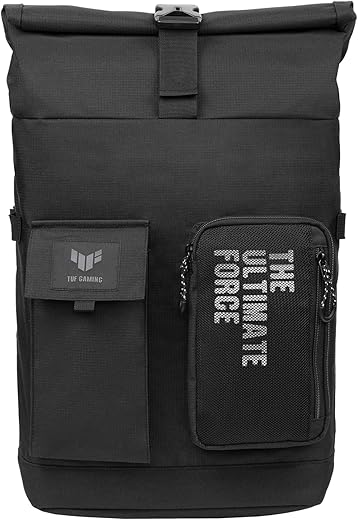 ASUS TUF Gaming VP4700 46.5 cm X 30.0 cm X13.0 cm Backpack (Black), with Roll-Up Design, Reflective Logo, Suitable for up to 46.5 cm Laptop