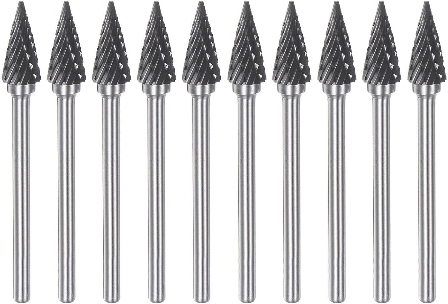 Toolparts And Accessories 10pcs 1/4" (6mm) Head 1/8" (3mm) Shank M-Shape Double Cut Carbide Rotary Burrs (#CN#130824-03296)