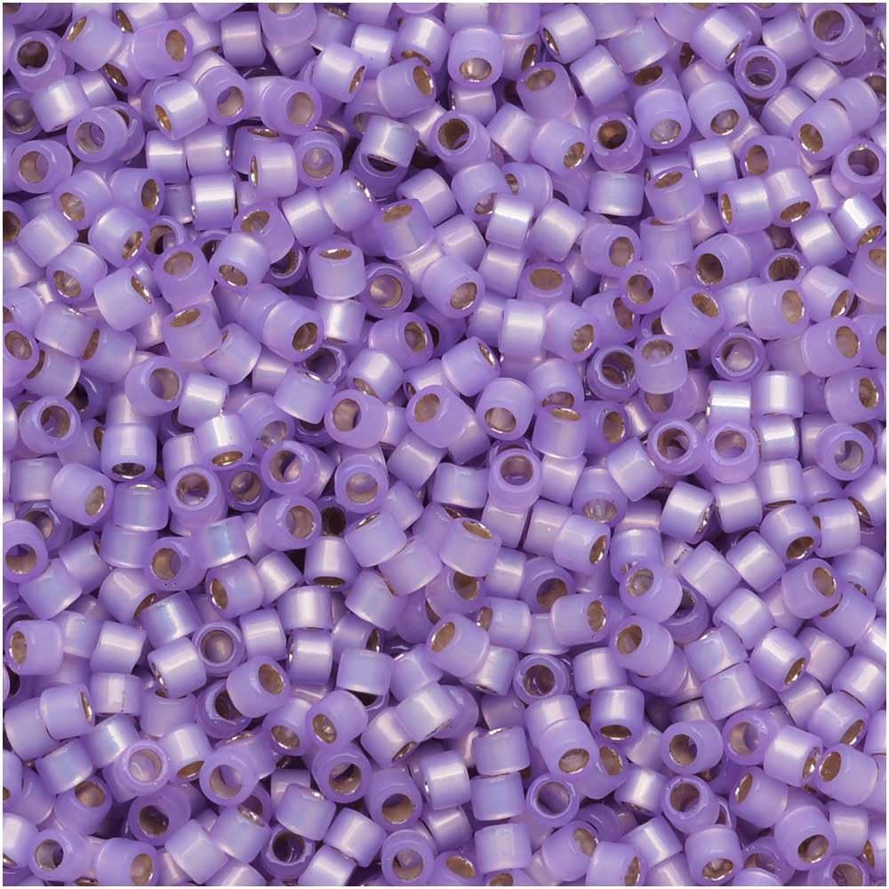 Miyuki Delica Seed Beads 11/0 - Silver Lined Lavender - Alabaster Dyed DB629 7.2 Grams