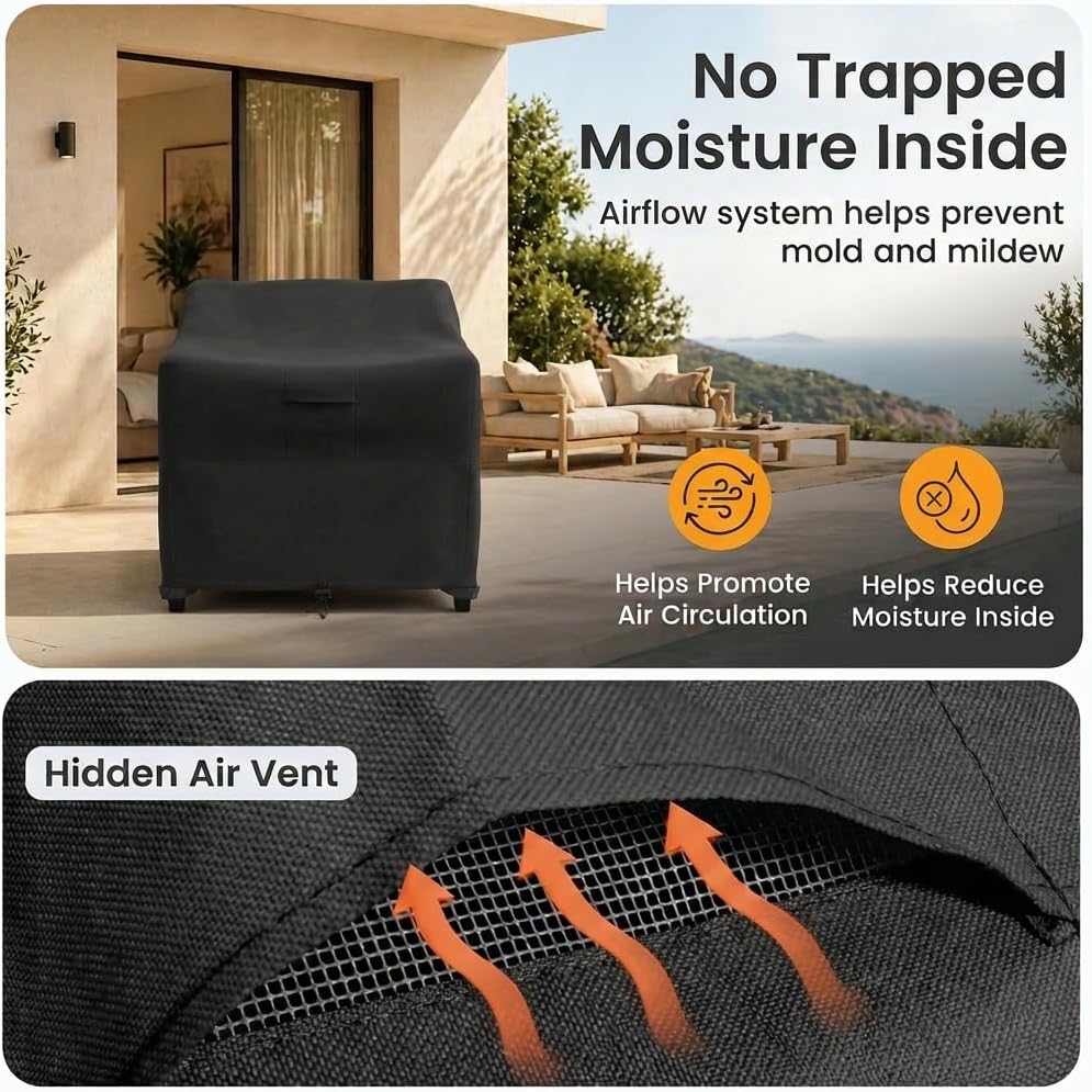 PANTHER Series - Patio Chair Cover - Heavy Duty Premium Outdoor Furniture Cover - Black,Standard