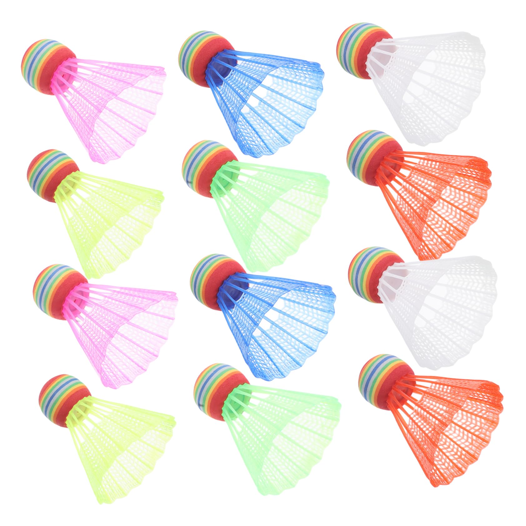 Kisangel Sports Badminton Set for Kids 12pcs Colorful Big Head Shuttlecocks Portable Durable Great for Training Exercise