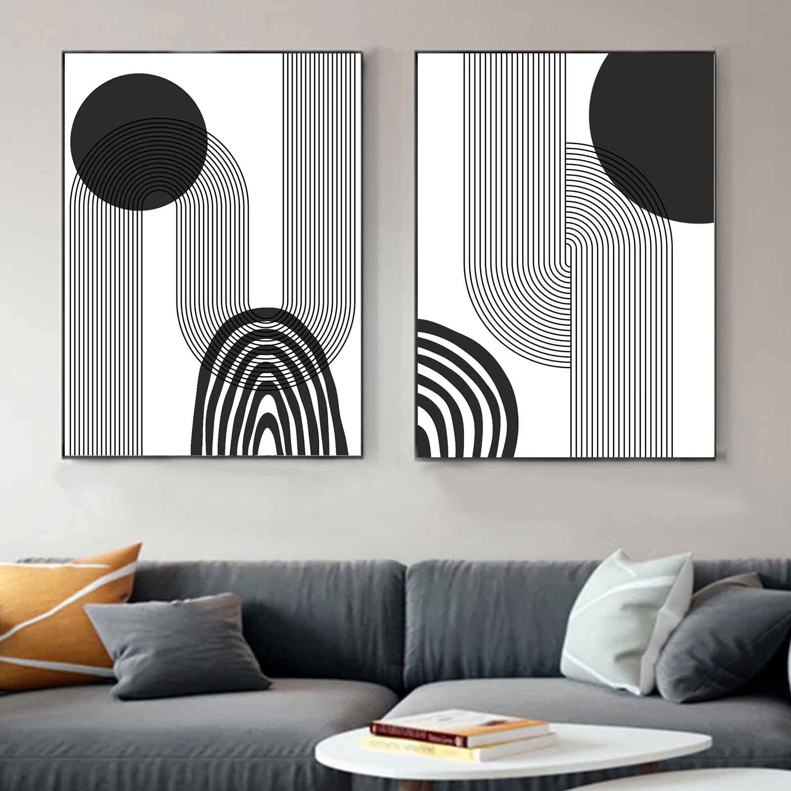 Sarah Duke Abstract Poster Set, Wall Pictures, Modern Black and White Pictures Set, Canvas Wall Picture for Living Room Decor, Without Frame (50 x 70 cm)