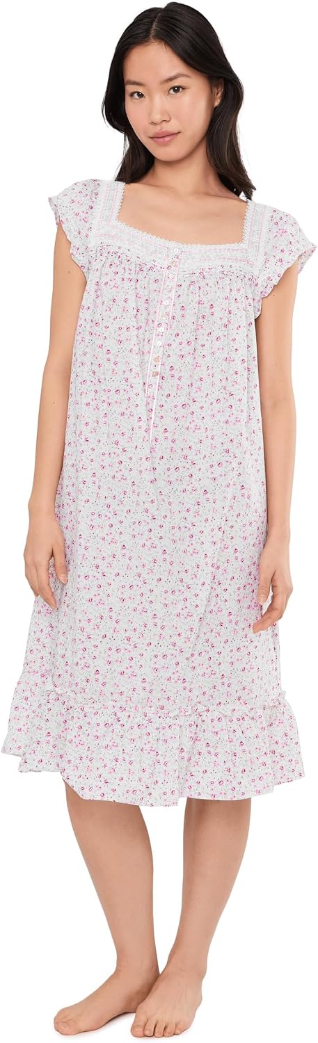 Eileen West womens Cotton Lawn Cap Sleeve Waltz Nightgown