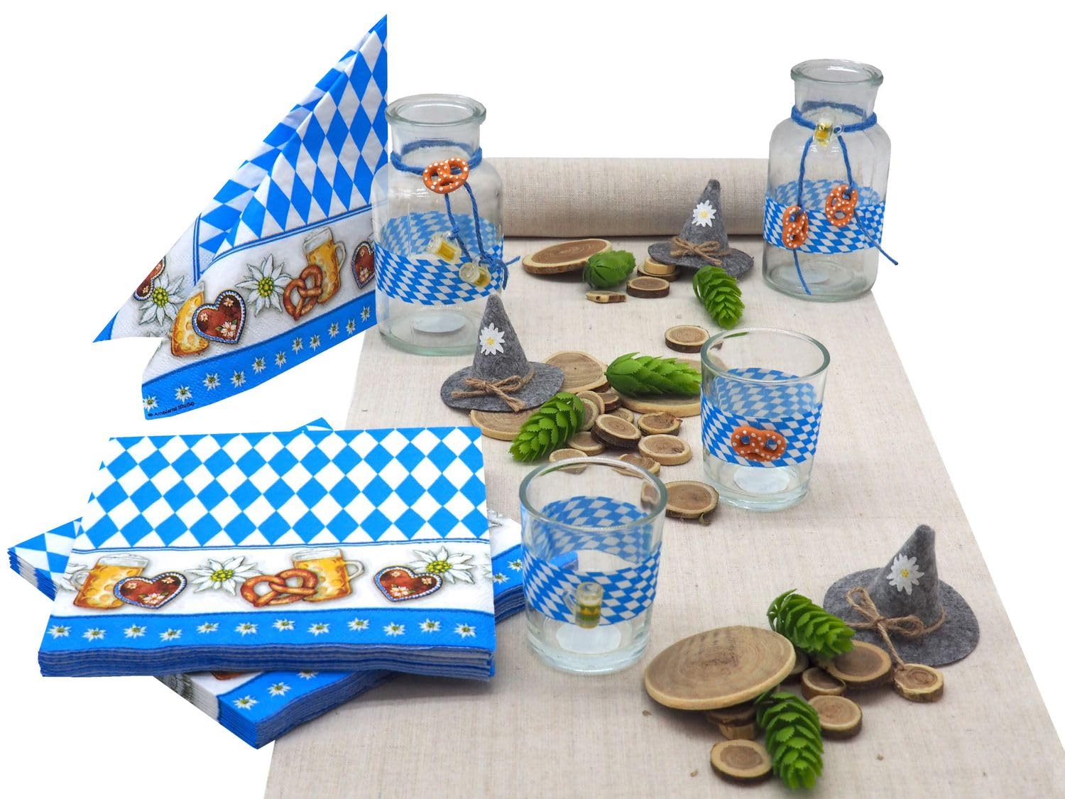 ZauberDeko Oktoberfest Tischdeko Partydeko Bayrisch Blau Landhaus Mottoparty Set