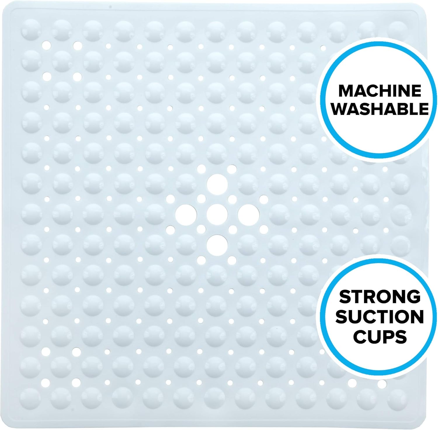 SlipX Solutions White Square Shower Stall Mat Provides Reliable Slip-Resistance (21 Inch Sides, 160 Suction Cups, Great Drainage) : Home & Kitchen