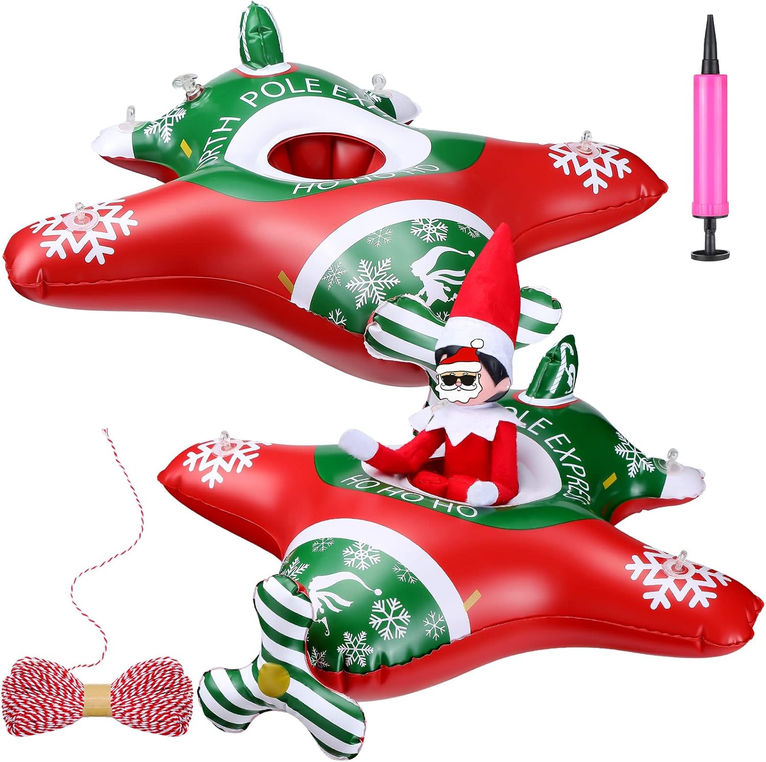 HyDren 2 Pcs Elf Airplane Toy Christmas Elf Inflatable Plane Ride Elf Doll Toy