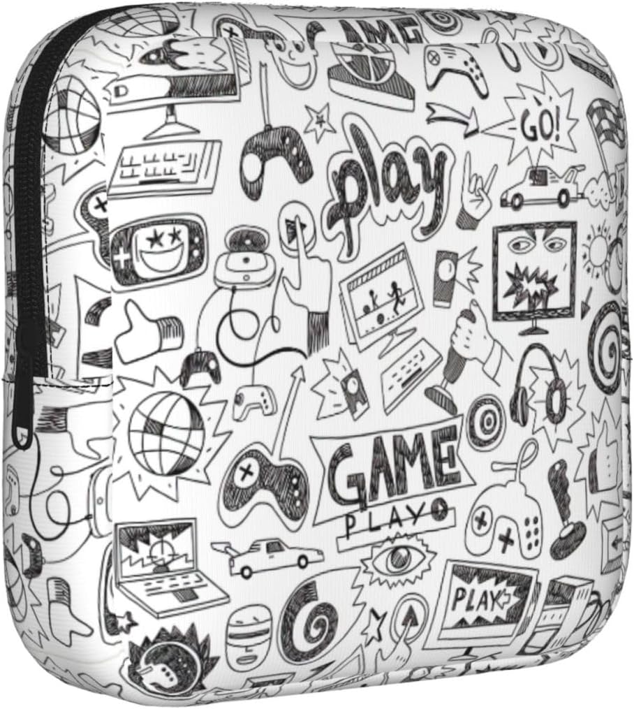 Video Game Boys Print Women Period Bag Sanitary Pouch Portable Pad Pouch Tampon Holder Small Zipper Pouch Storage Bag