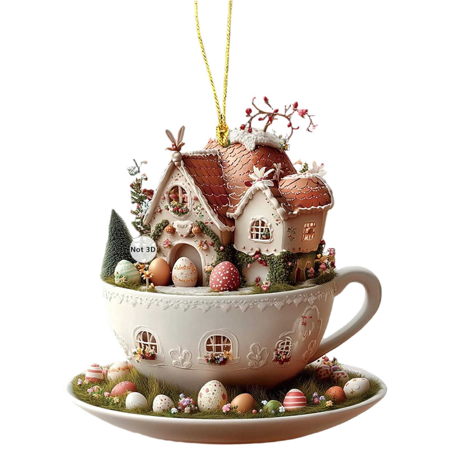 Linvimia Easter Charm with Rabbits and Coffee Cup Designs for Car Mirrored or Backpack Hanging Ornament Party Supplies